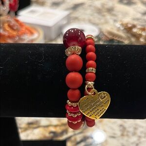 Jewelry bracelets Elegant Red and Gold Beaded Bracelets